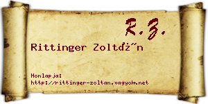 Rittinger Zoltán névjegykártya